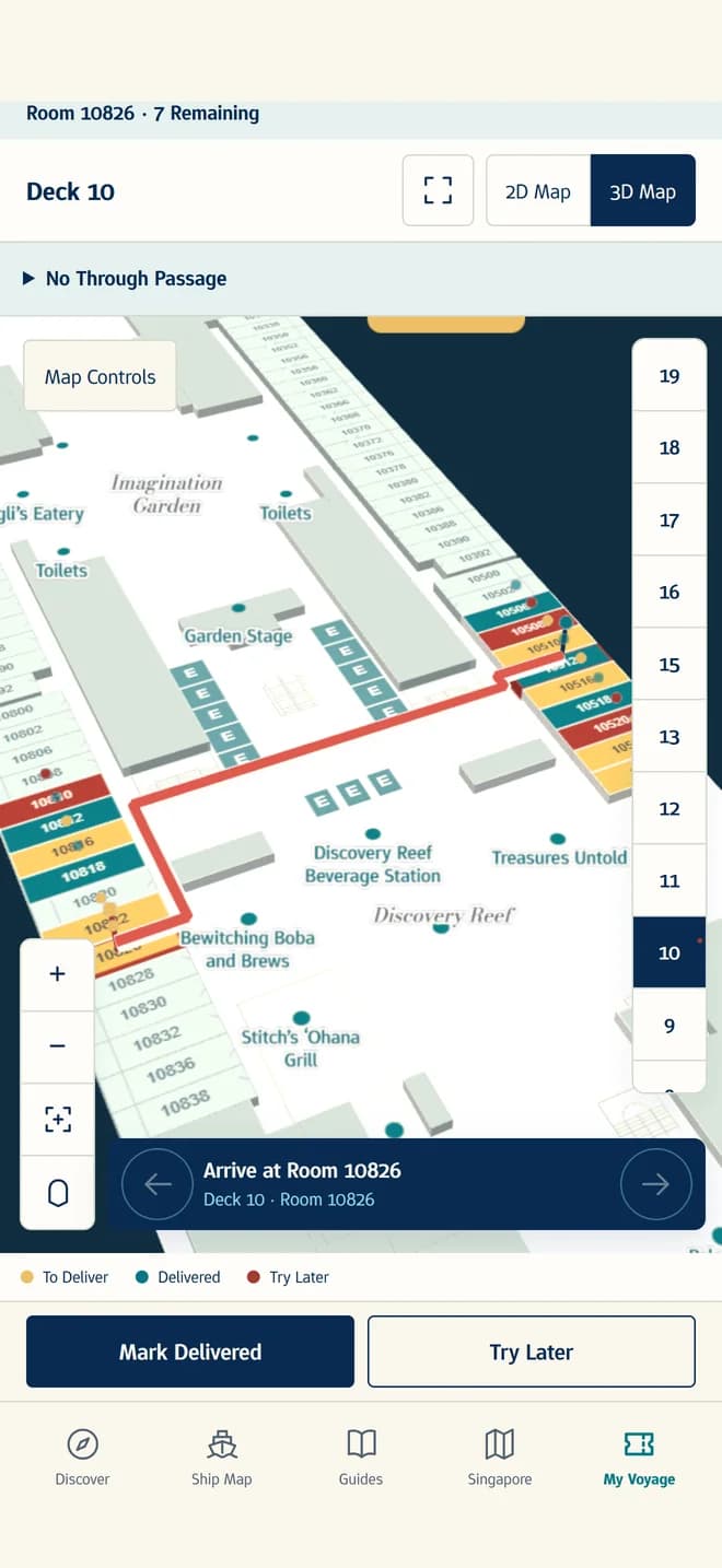 The Fish Extender tracker: rooms, deliveries and a route