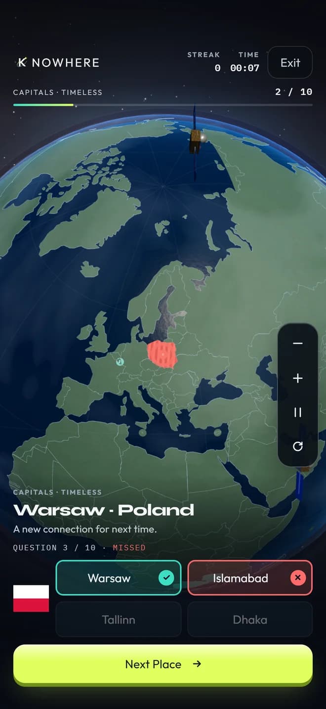 Capitals: Warsaw, Poland, lit up on the globe