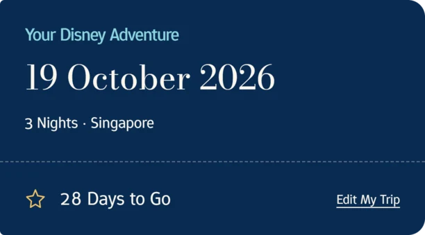 19 October 2026, 3 nights from Singapore, 28 days to go