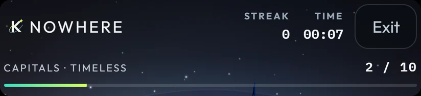 Streak, time and question count